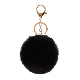 Pom Pom Keychains Colorful Faux Rabbit Fur Ball Keychain Car Key Ring Soft Plush Pompoms Handbag Keyring Charm, Pom Diameter:8cm, Plush, plush