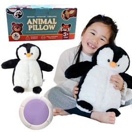 Penguin Sensory Weighted Vibrating Pillow, Pressure Activated for Kids Adults, 11x20, Pillow Animal, Calming Therapy for Focus and Balance, Weighted Stuffed Animals, Weighted Plush, Sensory