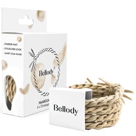 Bellody® Original Hair Ties, Stylish Braided Hair Elastic with Strong Hold (Set of 4, Champagne Beige), Women's Hair Accessories in Beige