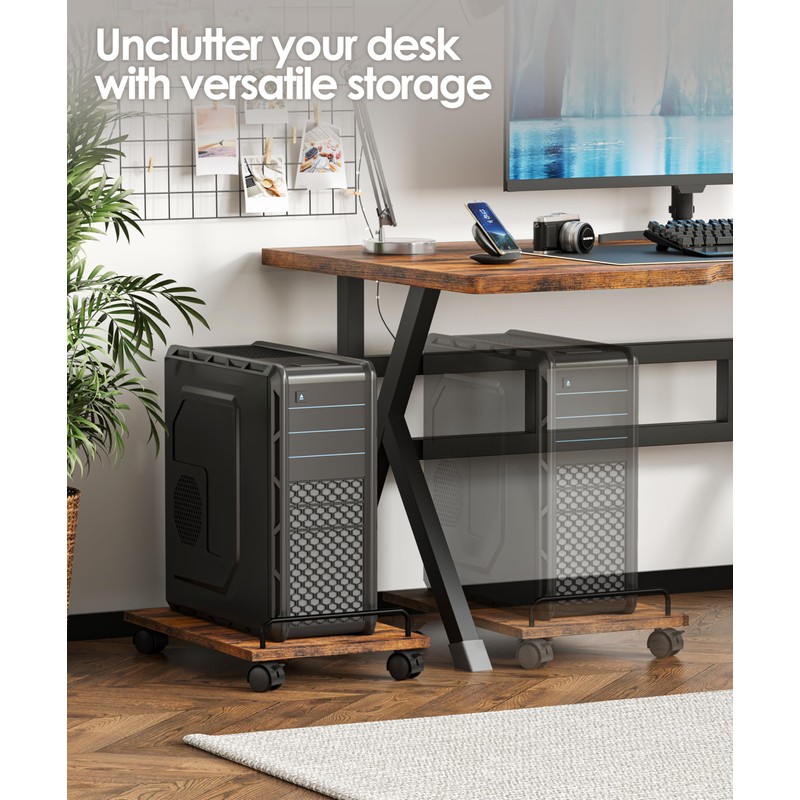Akxomel Mobile CPU Stand, Computer Tower Stand with 4 Caster