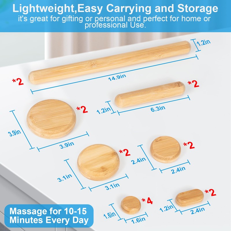 WYJTPONE Bamboo Massage Stone Sets for Body Shaping,Bamboo Massage Sticks