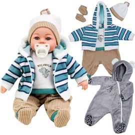 The Magic Toy Shop Bibi Doll - Baby Doll Clothes Boy & Girl Set Of Two Outfits Suitable For 18" Baby Doll (Boy Doll Clothes Set of 2-Design 2)