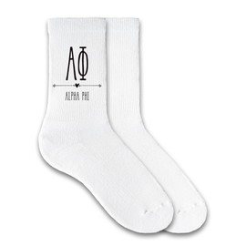 Alpha Phi Sorority Crew Socks for Women - Custom Printed Boho Letters on Socks