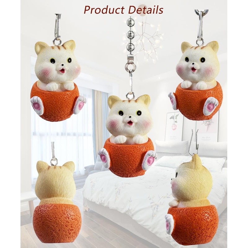 Ceiling Fan Pull Chain Set, 12 Inch Cute Cat Ceiling