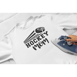 Hockey Mom Iron On Decal, Sports Patch Shirt Heat Transfer, Make Own Shirt, Pick Size Color (Black Glitter)