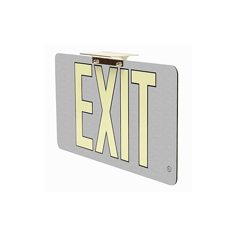 Photoluminescent Exit Sign Silver - UL924 Listed - Single-Sided -
