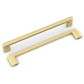 homdiy 20 Pack Matte Gold Cabinet Pulls 7-1/2 inch Hole Center Brushed Brass Kitchen Drawer Handles for Dresser Cupboard Living Room