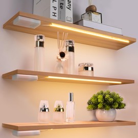 3 Pack Battery Powered COB LED Strip Lights - 15 Inch Cordless Under Cabinet Lighting, Warm White 3000K Peel & Stick Lights for Shelves, Closet, Pantry, RV