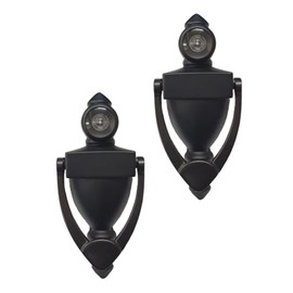 QCAA Door Knocker with 180 Degree Viewer, Zinc Die-Cast Construction 5-1/2'' Height, Matte Black, 2 Pack