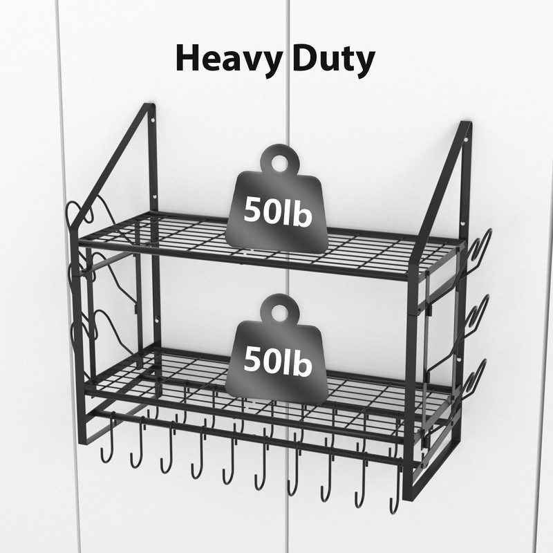 VyGrow 28 Inch Pot Rack Wall Mounted, 2 Tier Pots
