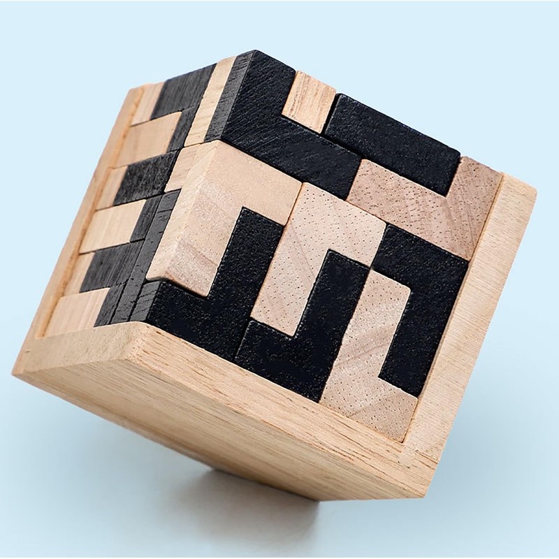 Wooden Brain Teaser Puzzle Skills Builder Shape Pieces Educational Toy