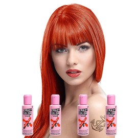 Renbow Crazy Color Semi-Permanent Hair Dye Color Cream - 4 x Coral Red 100ml