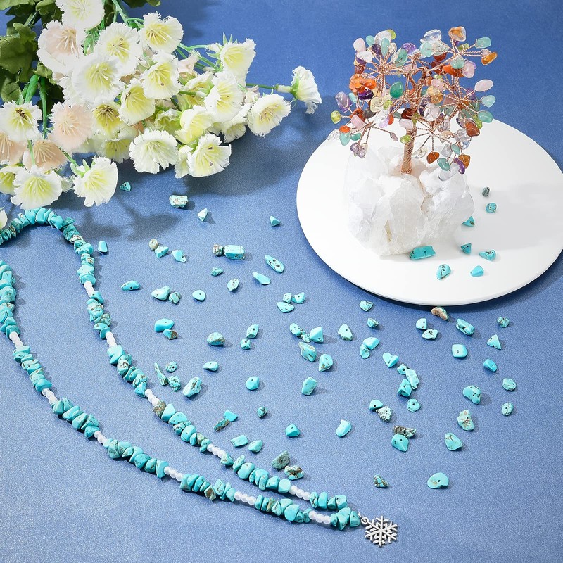 SUNNYCLUE 1 Box 400Pcs Turquoise Chip Stone Beads Turquoise Chip