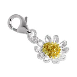 jewellerybox Gold Dipped & Sterling Silver Daisy Flower Clip on Charm