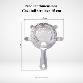 Buckingham Cocktail Strainer 4 Prong Hawthorne Professional Grade Stainless Steel Bar Tool 15 cm