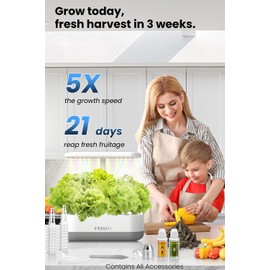 inBloom 12 Pods Hydroponics Growing System Indoor Garden with LED Grow Light and Pod Kit, Plants Germination Kit with 4.2L Water Pump Accelerate, Height Adjustable, Gardening Gifts for Women, White