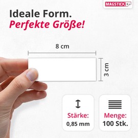 Mag209 Writeable Magnetic Labels 8 x 3 cm White Magnetic Labelling Film Writeable Magnetic Strips for Writing on Pack of 100