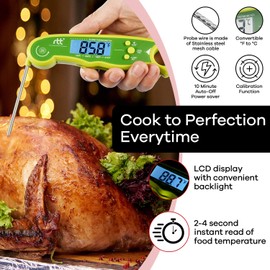 Termómetro de sonda de carne con sonda doble, visualización digital grande y alarma, termómetro de carne de lectura instantánea, apto para horno, termómetros de carne para cocinar, asar y asar - Termómetro digital para horno