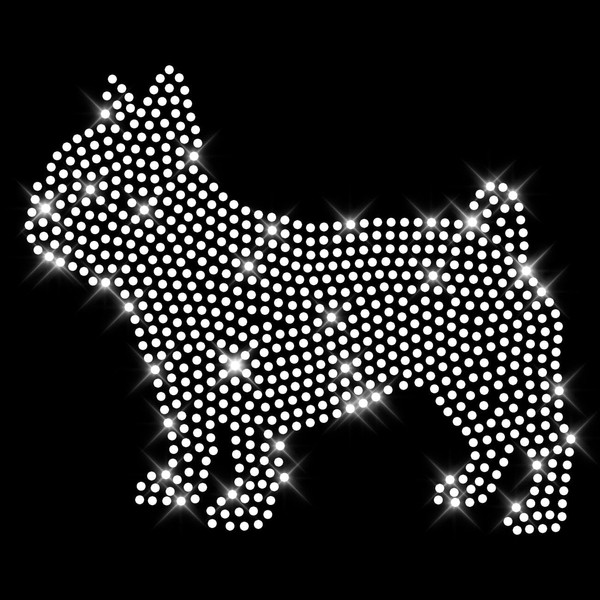 Glitzerdeals Iron-On Patch Carnival Rhinestone French Bulldog Silhouette Iron-On Patch