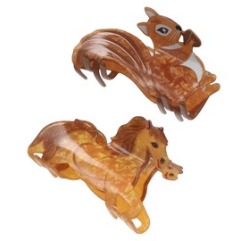 2Pcs Cartoon Acrylic Animal Hair Claw Clip,Horse&Squirrel Shape Hair Claw Cute Large Shark Jaw Clip Non-Slip Hair Barrettes Hair Accessories for Women