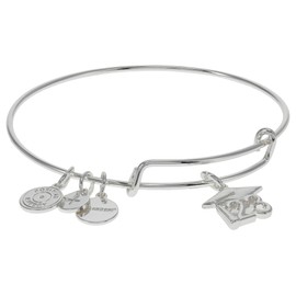Alex and Ani 2023 Graduation Cap Expandable Bangle Bracelet, Shiny Silver Finish, 2 to 3.5in