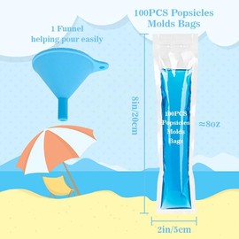 MAQIHAN 100 Popsicle Bags Sealable BPA-free - 230ml Yogurt Popsicle Tubes Homemade bolsitas para bolis de hielo Ice Candy Plastic Bags Disposable Juice Alcohol Liquor Smoothie Lolly Pop Mold Party