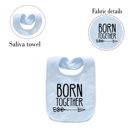 YSCULBUTOL Baby Twins Bibs Born Together Friends Forever Newborn Baby Cute Unisex Bibs Infant Twin Outfits(Blue)