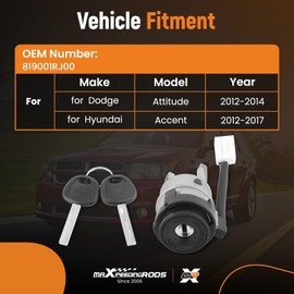 maXpeedingrods Ignition Switch & Lock Cylinder Set W/2Keys Fit for Dodge Attitude 2012-2014 for Hyundai Accent 2012-2017#Replace 819001RJ00