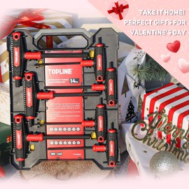 Topline 14-Piece Allen Wrench Set, Metric&SAE T-Handle, Long Arm Hex Key Set with Storage Box, Portable Allen Key Set for Basic Home Repair and Mechanical Maintenance