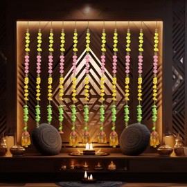 Set of 5 Traditional Handmade Decorative Door Colorful Flower Wall Hanging Backdrop Latkan for Diwali Toran Bandhanwan Multicolored for Home Indian Décor for Pooja, Wedding Christmas, Events 52