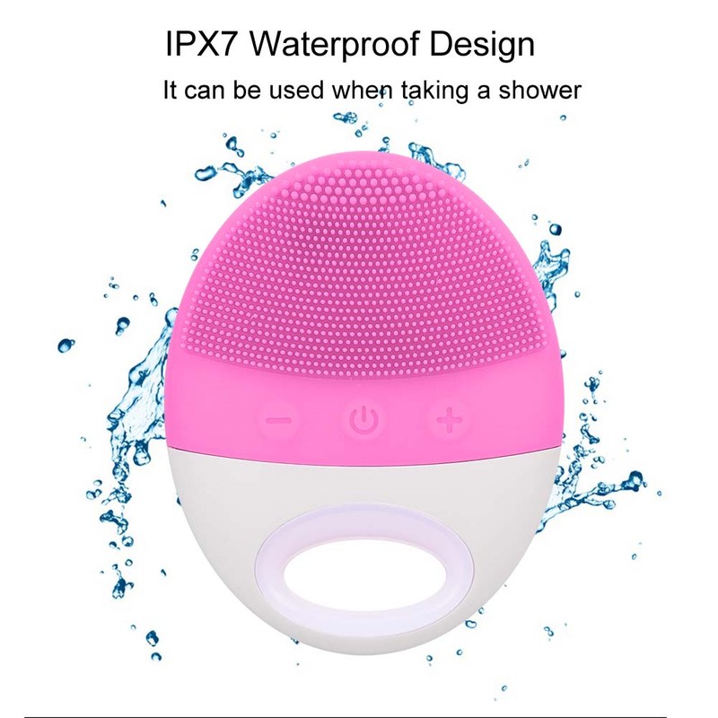Electric Ultrasonic Silicone Cleansing Device Facial Cleaner Beauty Instrument (Pink)