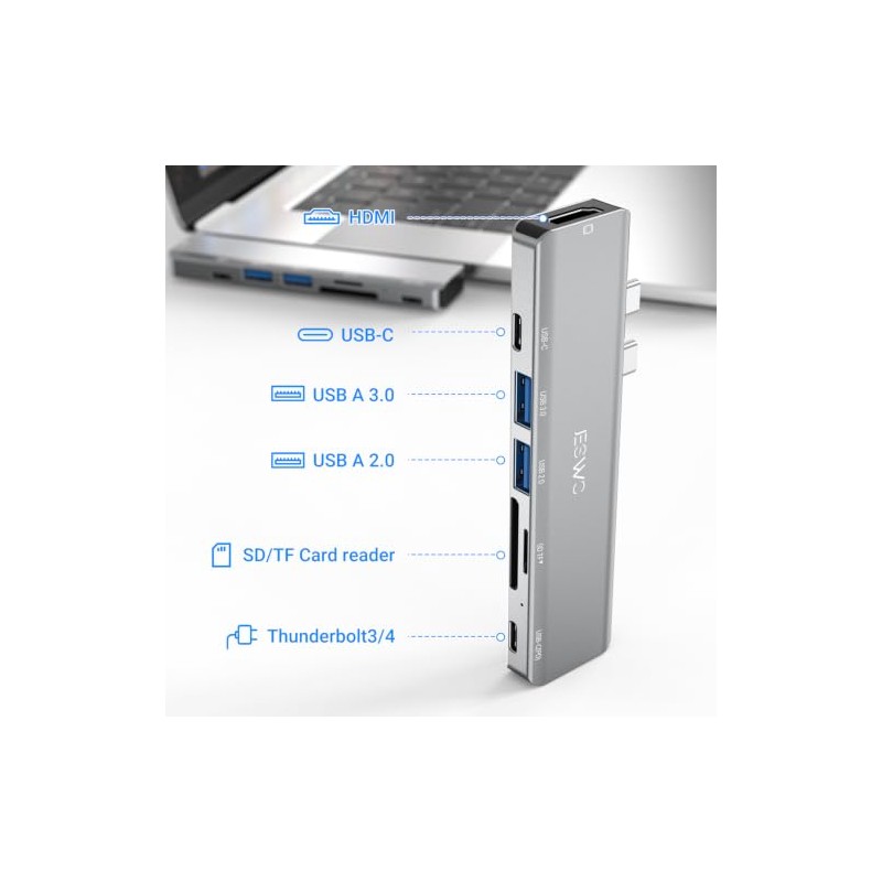 Adaptador USB C 7 en 1 Hub Multipuerto con HDMI