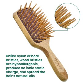 Giorgio Eco Friendly Wooden Bristle Hairbrush - Small Detangling Brush and Hair Growth Brush for Thick or Long Hair - Paddle Hair Brush Made with Anti Static Beechwood, Silicone Massage Cushion