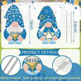 Bucherry 2 Pcs Hanukkah Metal Yard Signs with Stakes, 16 Inch Hanukkah Gnomes Metal Yard Signs for Hanukkah Outdoor Decorations Happy Chanukah Festival Party Supplies Lawn Garden Yard Decor