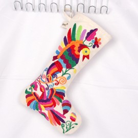 YZXDORWJ 2PCS 12" Mexican Mini Christmas Stockings Embroidered Floral Stockings Hanging Ornanment Xmas Holiday Decoration (12",2pcs-B)