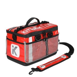KitBrix Waterproof Sports Duffel Bag, Personal Item Travel Bag 15.3" x 9.4" x 9.4" - Solid Base - Built for Wet, Muddy Gear - Multi-Use Swimming, Gym, Soccer, Camping, Triathlon Transition Bag - Red