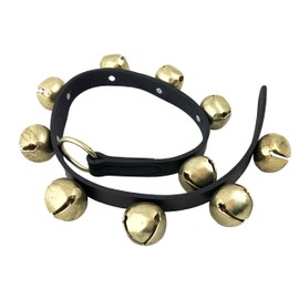 RRD Hanging Sleigh Bells for Door – Shopkeepers Bell Over The Door - Brass Door Hanging Bell on Black Leather Strap - Multi-Purpose Jingle Bell Door Christmas Sleigh Bells & Dog Training Bells