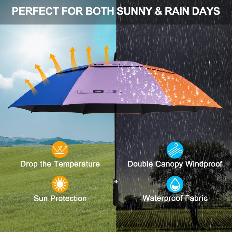G4Free 68 Inch UV Protection Golf Umbrella Auto Open Vented