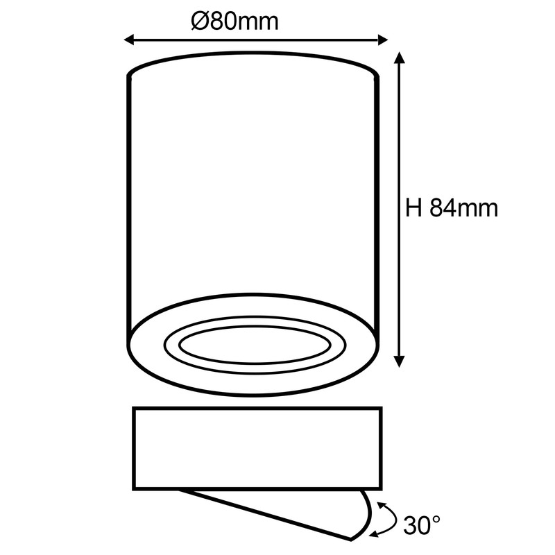 KYOTECH LED Surface-Mounted Spotlight Swivelling Diameter 80 x 84 mm