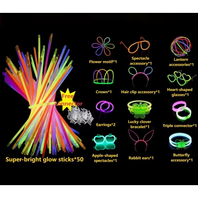 50/100PCS Glow Stick Party Set – Multicolor Glow Sticks with