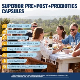 Totaria 5-in-1 Probiotic Prebiotic & Postbiotic for Women Men, 60 Billion CFU 24 Strains w/Digestive Enzymes, Prebiotic Fiber, Slippery Elm, Daily Com