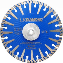 LXDIAMOND Diamond Cutting Disc 230 mm with M14 Aluminium Flange for Angle Grinder - Diamond Disc for Flush Cutting Granite, Natural Stone, Concrete - 230 mm Stone Disc in Premium Quality