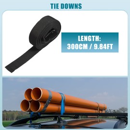 A ABSOPRO Car Tie Down Strap Adjustable 300cm 9.84ft Cam Buckle Lashing Straps Cloth Black (Set of 2)