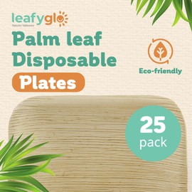 Leafyglo Natures Vajilla de hoja de palmera de 20,32 cm, 25 unidades, desechables, compostables, ecológicos, biodegradables