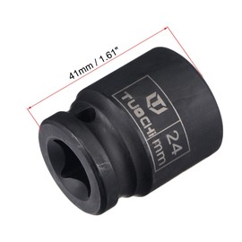 sourcing map 1/2" Drive by 24mm 6-Point Impact Socket, CR-V Steel 1.61" Length, Shallow Metric Sizes