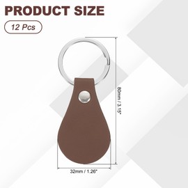 PATIKIL 12Pcs Leather Key Fob Kit, Round PU Leather Keychain Blanks with Rivets and Key Rings Key Chains Bulk for DIY Craft Laser Engraving, Coffee