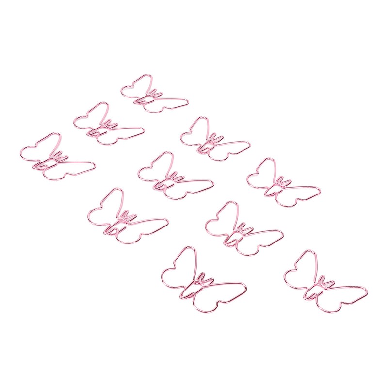 100 Pcs Shaped Paper Clips Pink Butterflies Shape Metal Cute