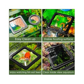 DS. DISTINCTIVE STYLE Fish Feeding Ring 2 Pieces Aquarium and Tank Floating Rings Food Feeders with Suction Cup(Black)