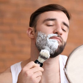 CCbeauty Mens Shaving Brush and Bowl Set, 4-in-1 Bristle Shave Brushes Kit with Stainless Steel Shaving Bowl & Soap Mug, Safety Razor Stand, Birthday Dad Gifts Set for Men, Black Soap 3.5Oz