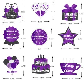 WINPOGEE 9Pcs Purple Black Happy Retirement Decorations Table Honeycomb Centerpieces Party Supplies Purple Black Retirement Adventure Awaits Sign for Men Retired Decor Goodbye Retirement Signs